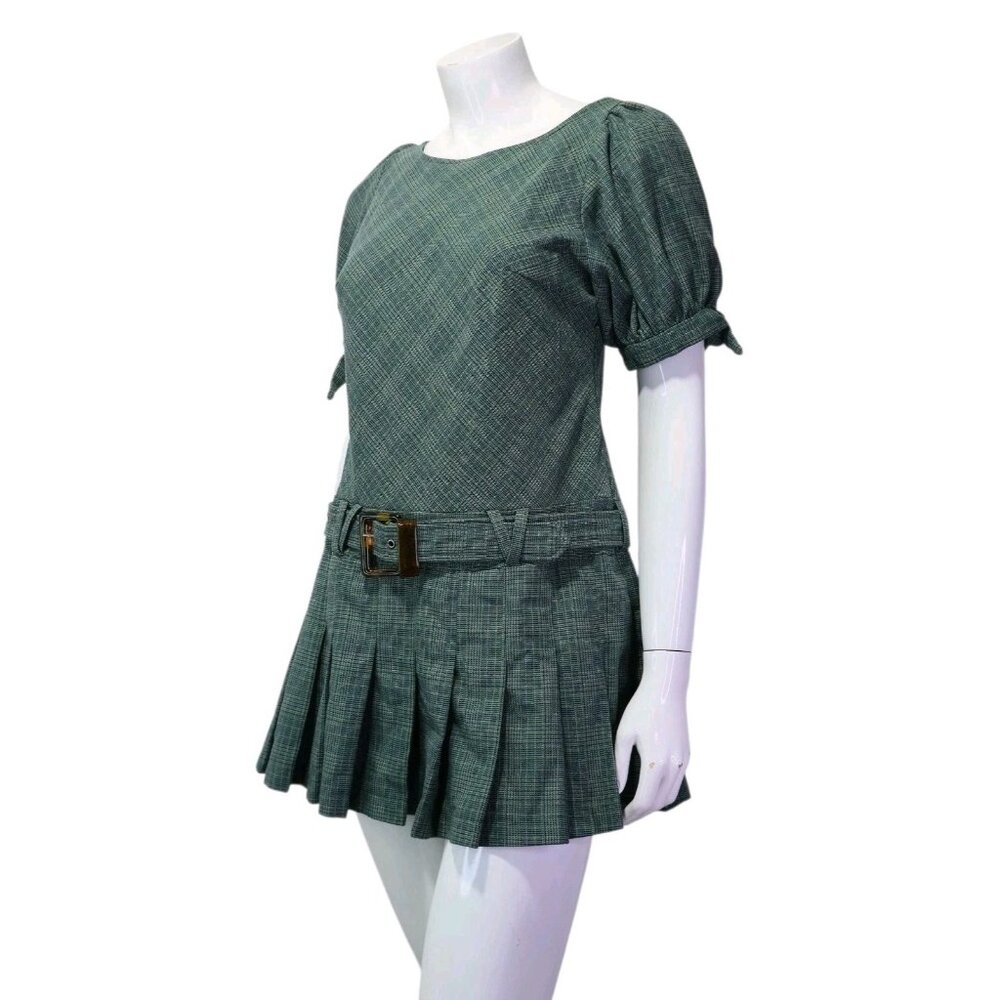 Free People Green Sevi Plaid Mini Dress Size Small